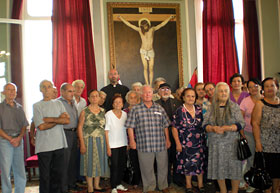 The group of elderly during their daylong trip to the Armenian Catholic Monastery in Bzommar.